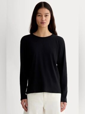 New Everlane THE AIR LONG-SLEEVE TEE in Black Size S